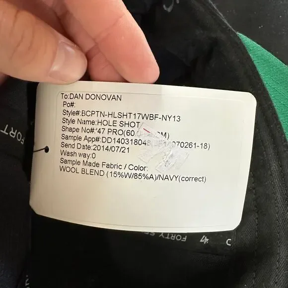 NWT Vintage New York Yankees Fitted Hat Size 7.5 MLB ‘47 “Sample” Black - Picture 8 of 8